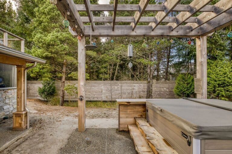 Outdoor rain shower by the hot tub
