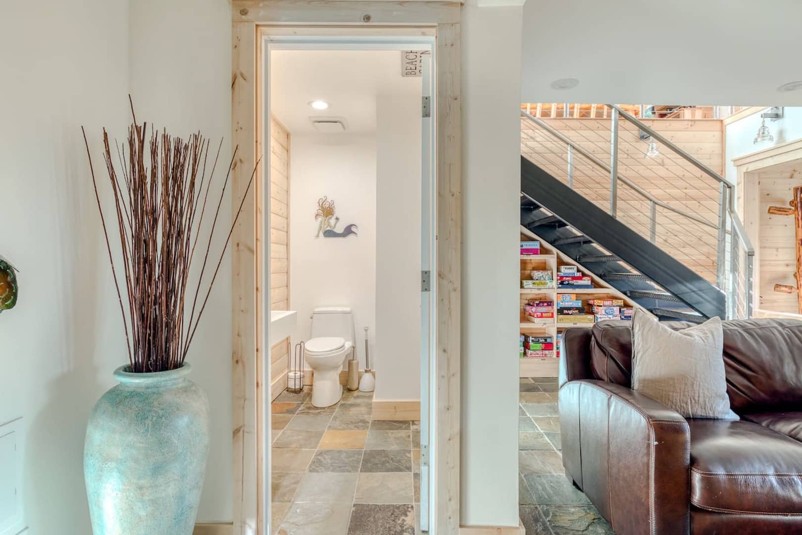 Beach Cabin - Half bath in TV room downstairs